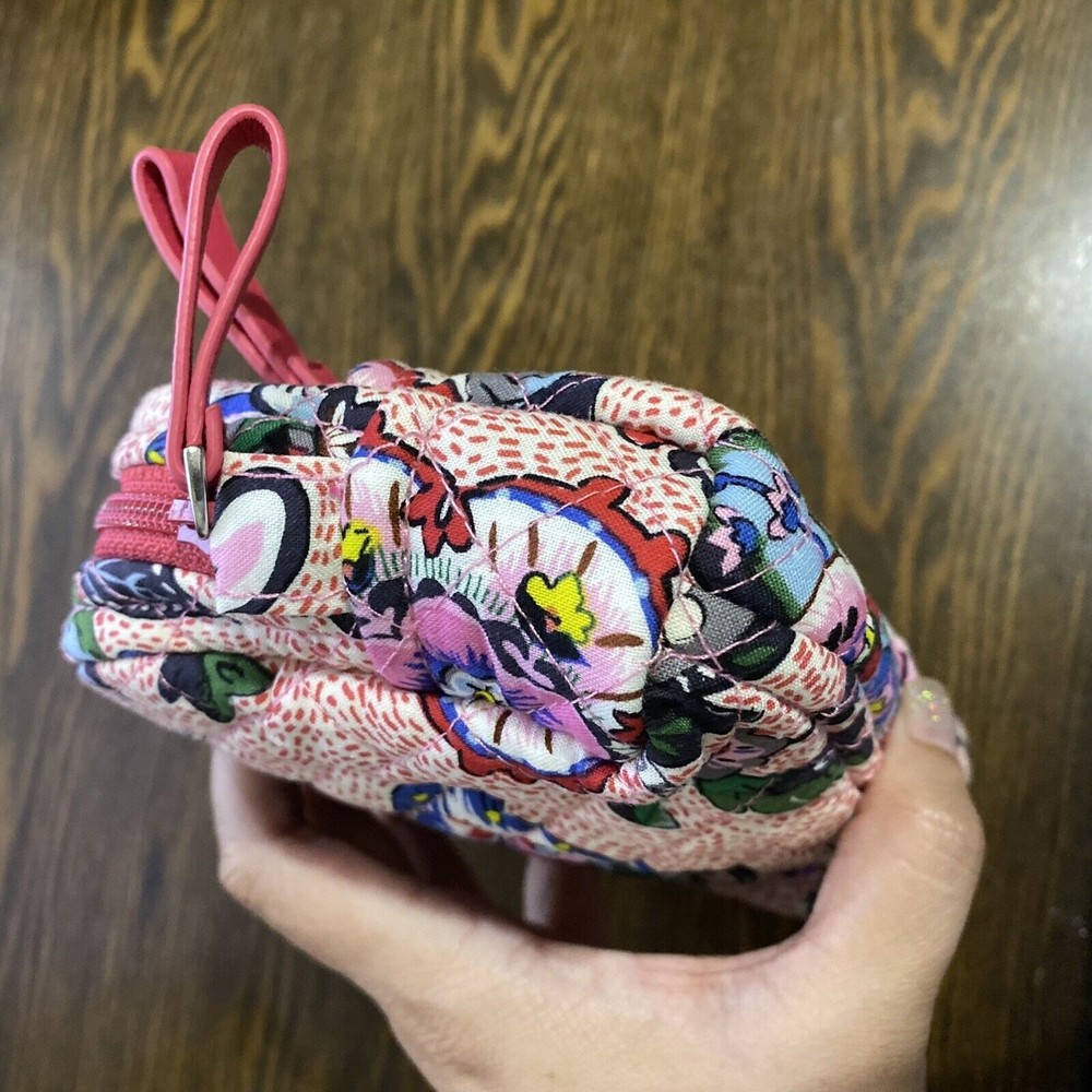 Vera Bradley Iconic Stitched Flower Cosmetic Bag Pink - Picture 8 of 10